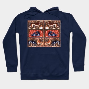 MEDIEVAL BESTIARY, Lion Like Beasts White Red Blue Fantasy Animals Hoodie